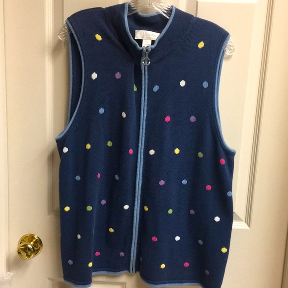 C.J.Banks Jackets & Blazers - C.J.Banks Cotton Polka-Dot Navy Vest